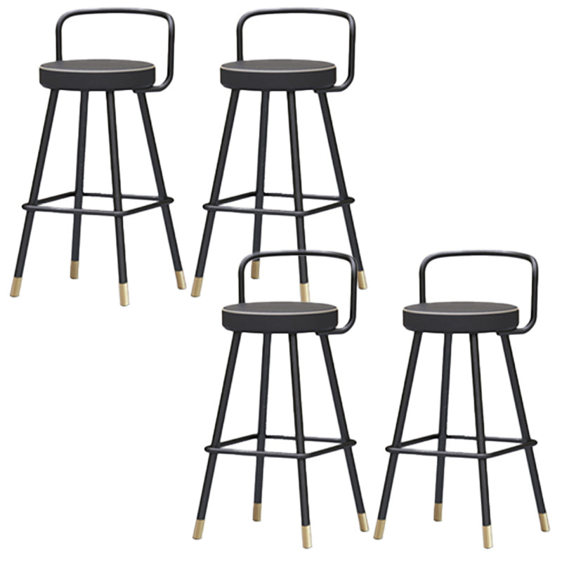 Nordic Backrest Armless Counter Stool Iron Kitchen Bar Stool with Pedal and Cushion
