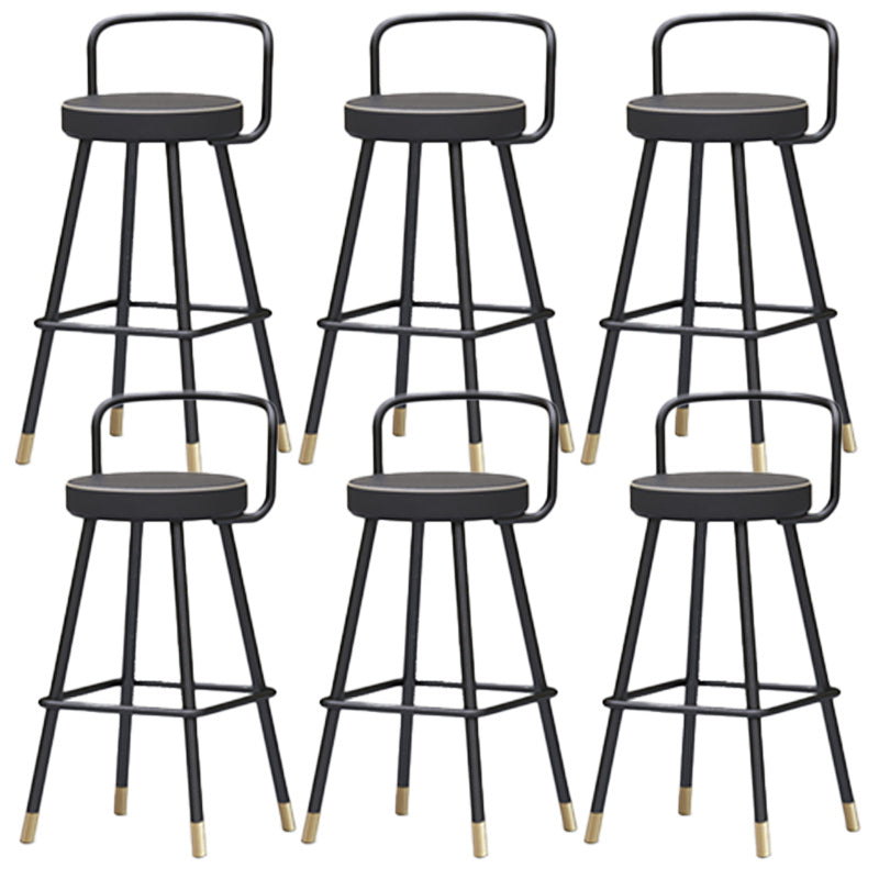 Nordic Backrest Armless Counter Stool Iron Kitchen Bar Stool with Pedal and Cushion