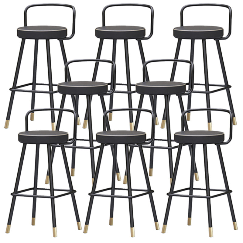 Nordic Backrest Armless Counter Stool Iron Kitchen Bar Stool with Pedal and Cushion