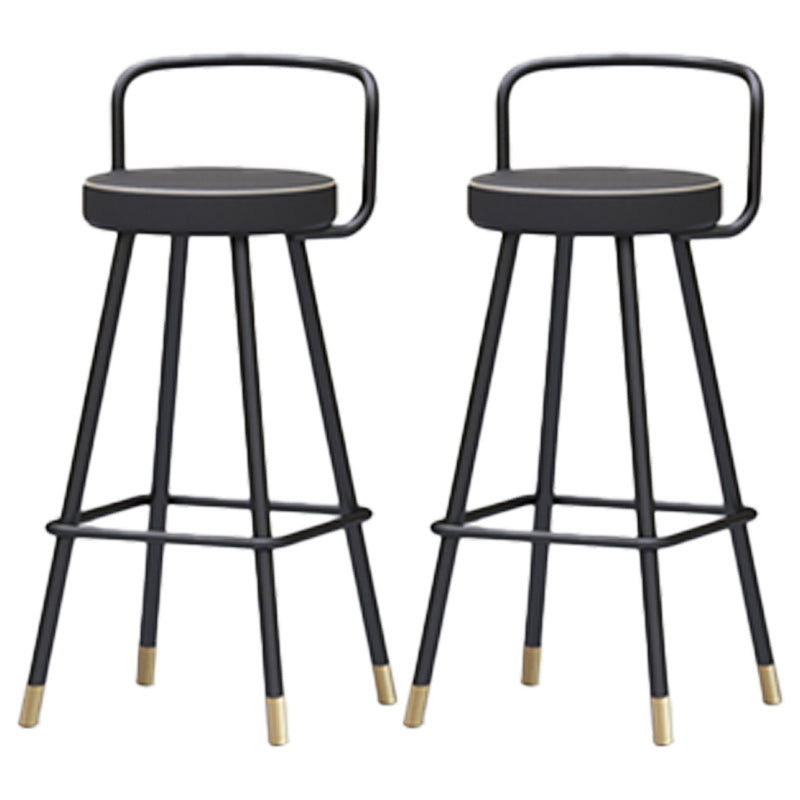 Nordic Backrest Armless Counter Stool Iron Kitchen Bar Stool with Pedal and Cushion
