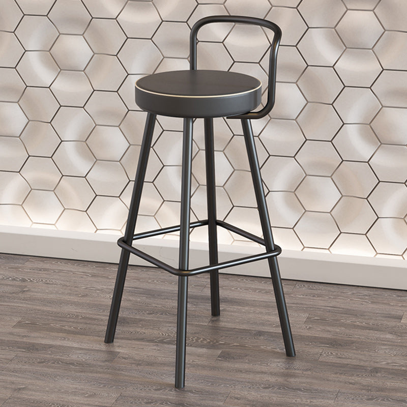Nordic Backrest Armless Counter Stool Iron Kitchen Bar Stool with Pedal and Cushion