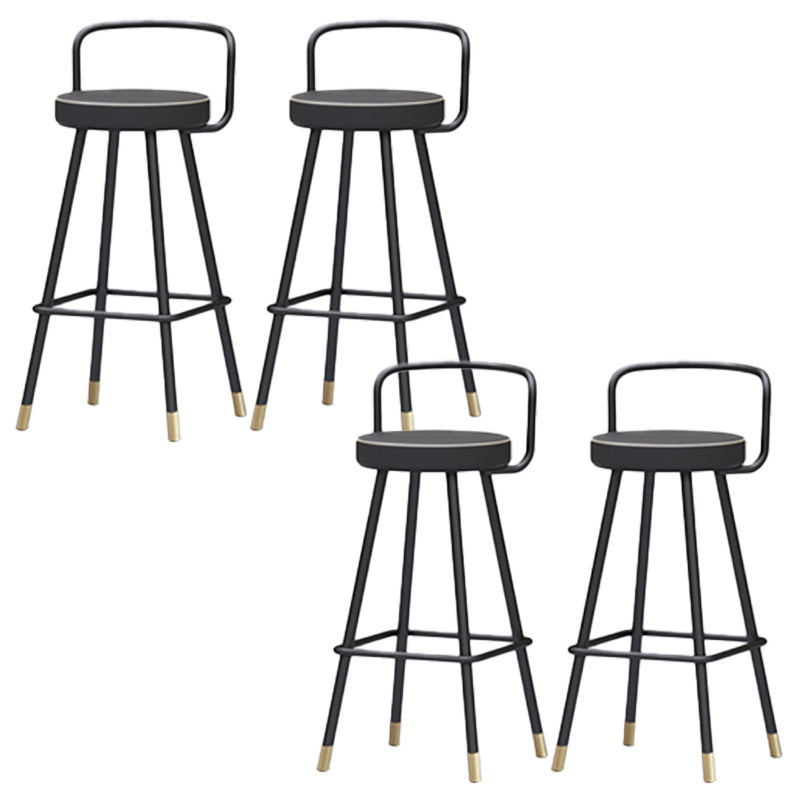Nordic Backrest Armless Counter Stool Iron Kitchen Bar Stool with Pedal and Cushion