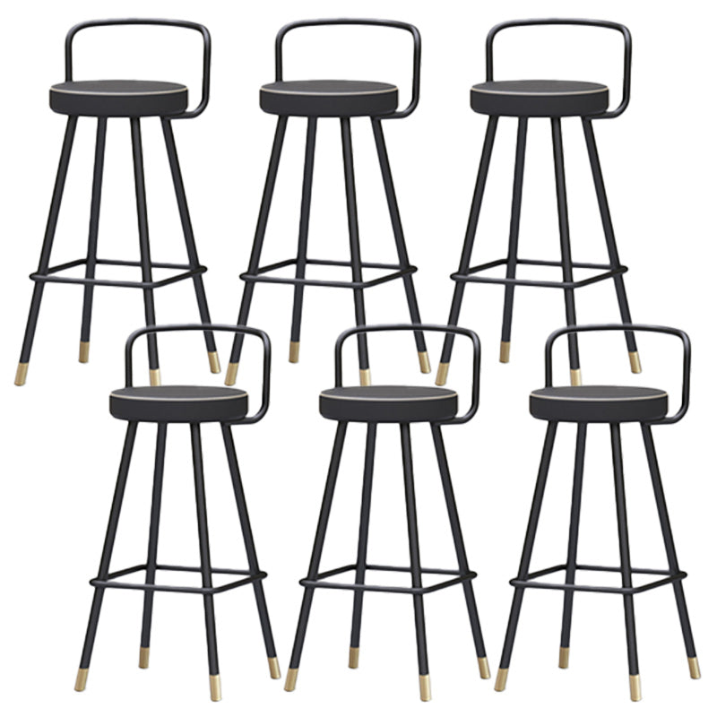 Nordic Backrest Armless Counter Stool Iron Kitchen Bar Stool with Pedal and Cushion