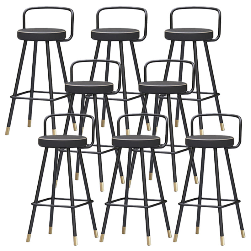 Nordic Backrest Armless Counter Stool Iron Kitchen Bar Stool with Pedal and Cushion