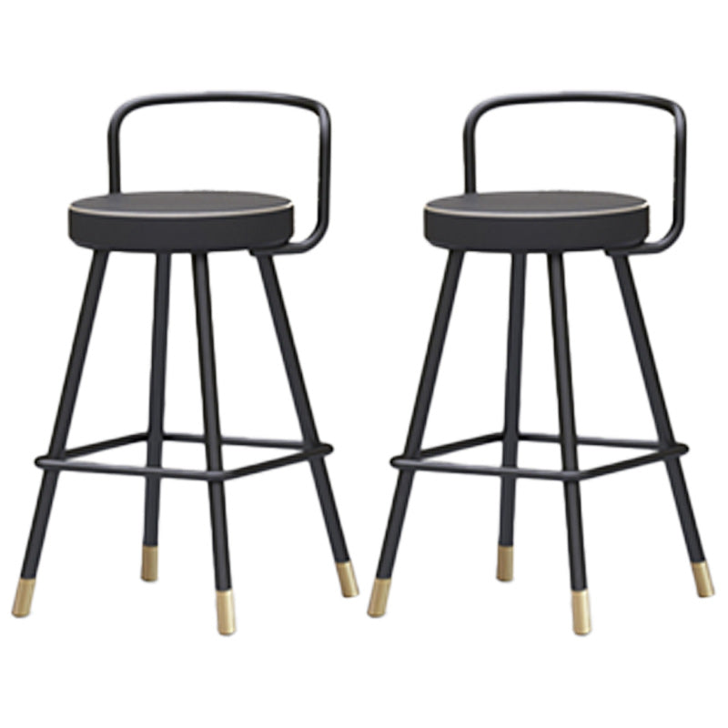 Nordic Backrest Armless Counter Stool Iron Kitchen Bar Stool with Pedal and Cushion