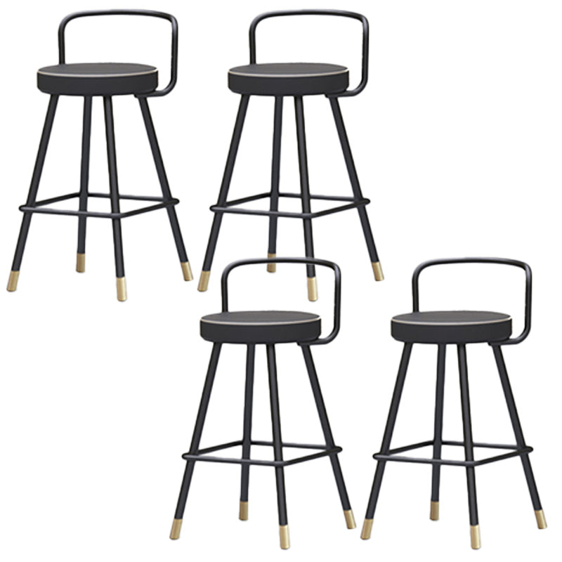 Nordic Backrest Armless Counter Stool Iron Kitchen Bar Stool with Pedal and Cushion