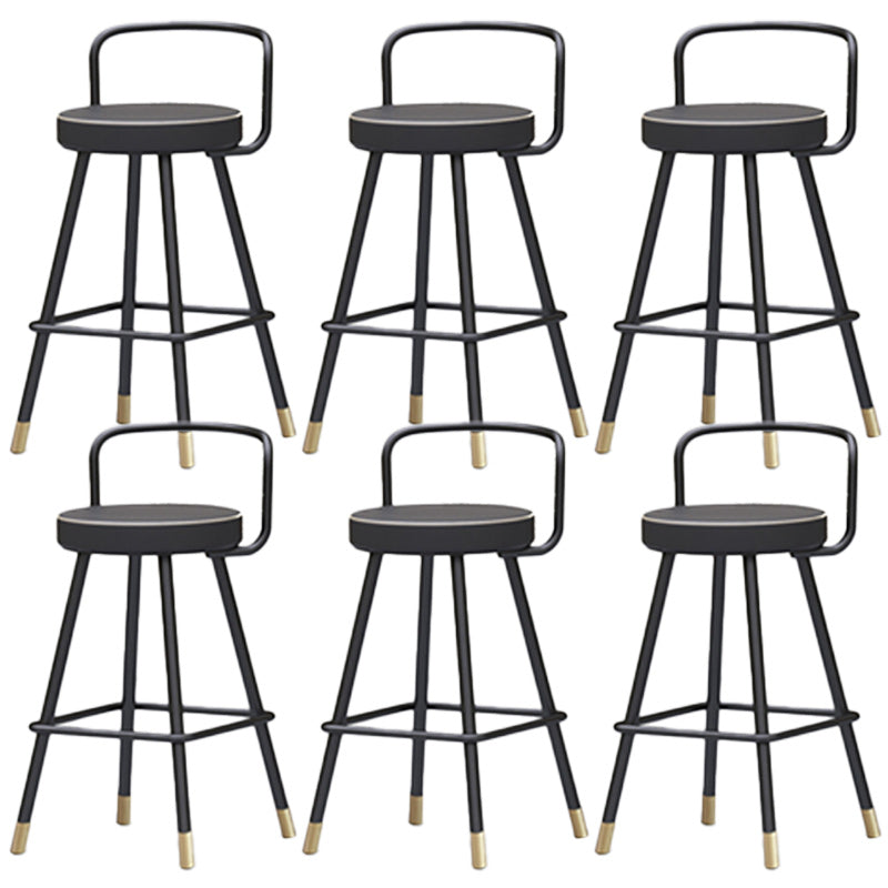 Nordic Backrest Armless Counter Stool Iron Kitchen Bar Stool with Pedal and Cushion