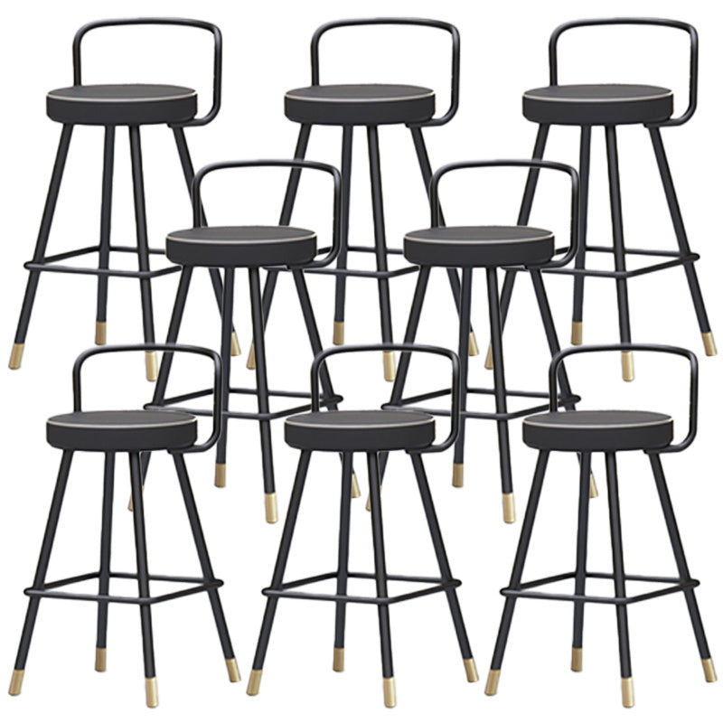 Nordic Backrest Armless Counter Stool Iron Kitchen Bar Stool with Pedal and Cushion