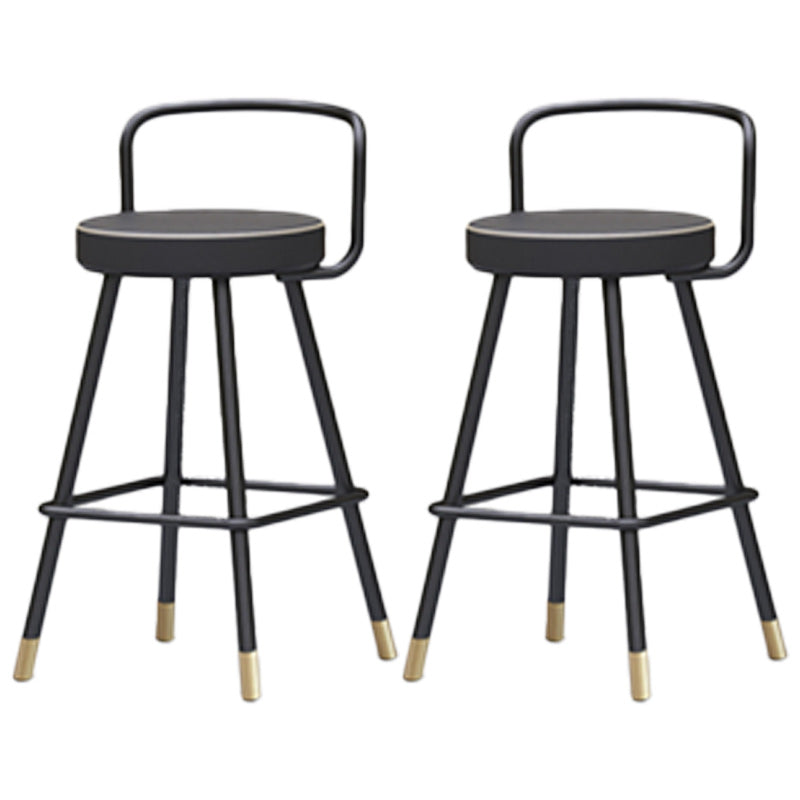 Nordic Backrest Armless Counter Stool Iron Kitchen Bar Stool with Pedal and Cushion