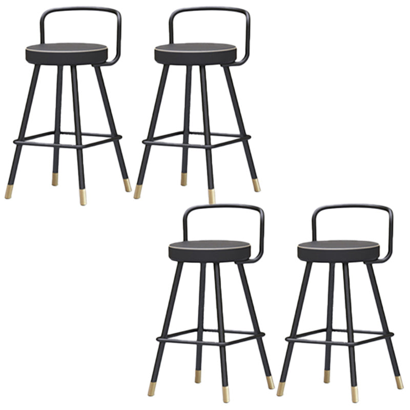 Nordic Backrest Armless Counter Stool Iron Kitchen Bar Stool with Pedal and Cushion