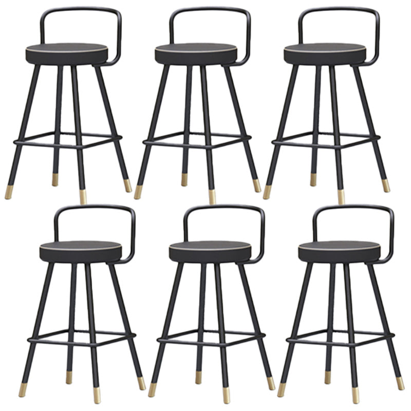 Nordic Backrest Armless Counter Stool Iron Kitchen Bar Stool with Pedal and Cushion