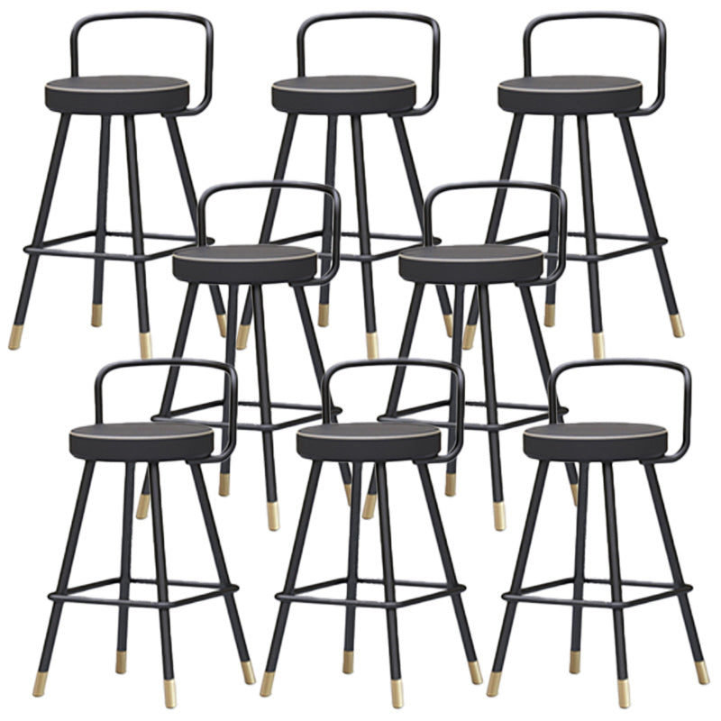 Nordic Backrest Armless Counter Stool Iron Kitchen Bar Stool with Pedal and Cushion