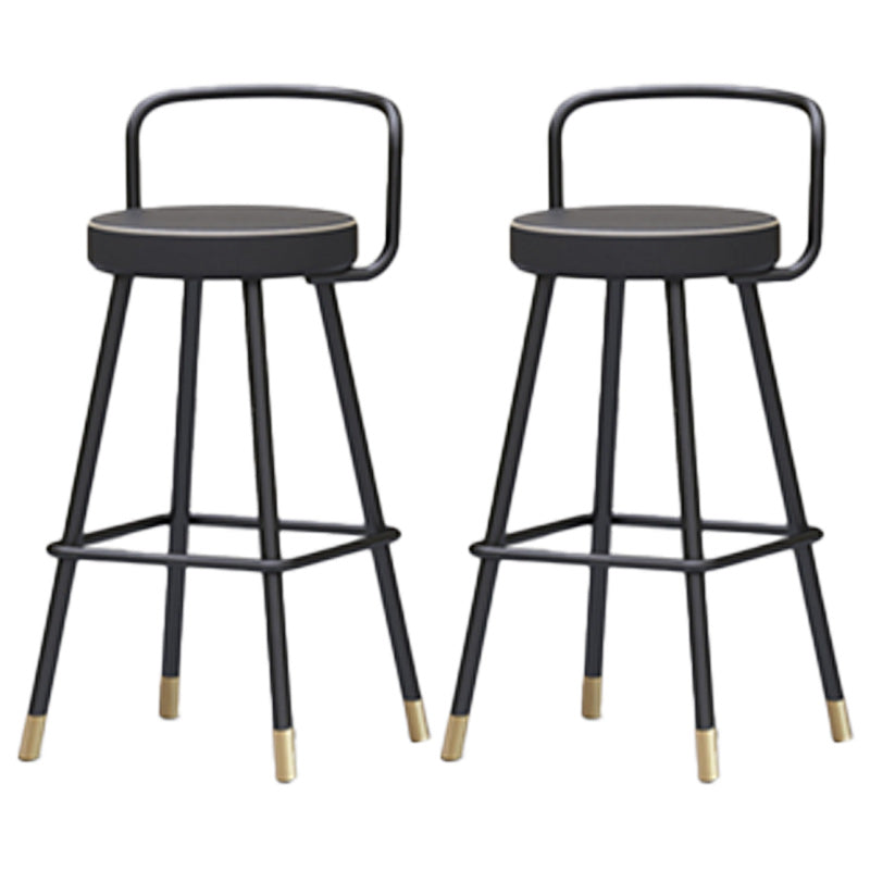 Nordic Backrest Armless Counter Stool Iron Kitchen Bar Stool with Pedal and Cushion