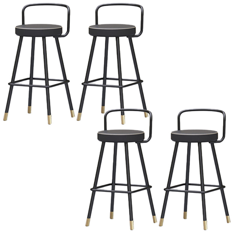 Nordic Backrest Armless Counter Stool Iron Kitchen Bar Stool with Pedal and Cushion
