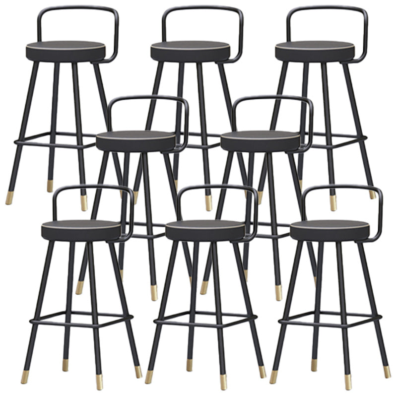 Nordic Backrest Armless Counter Stool Iron Kitchen Bar Stool with Pedal and Cushion