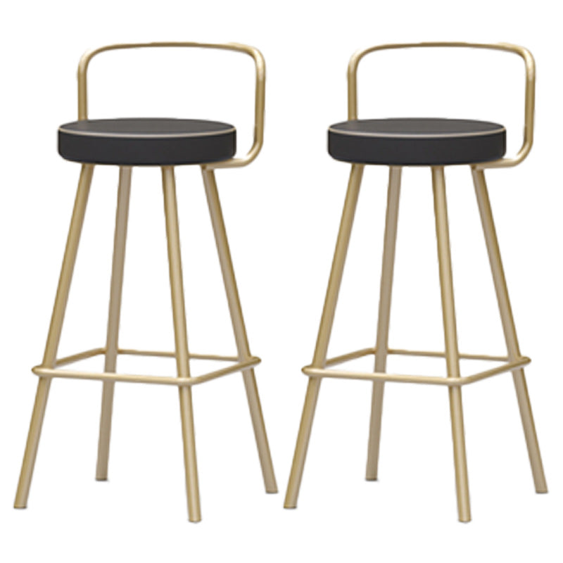 Nordic Backrest Armless Counter Stool Iron Kitchen Bar Stool with Pedal and Cushion