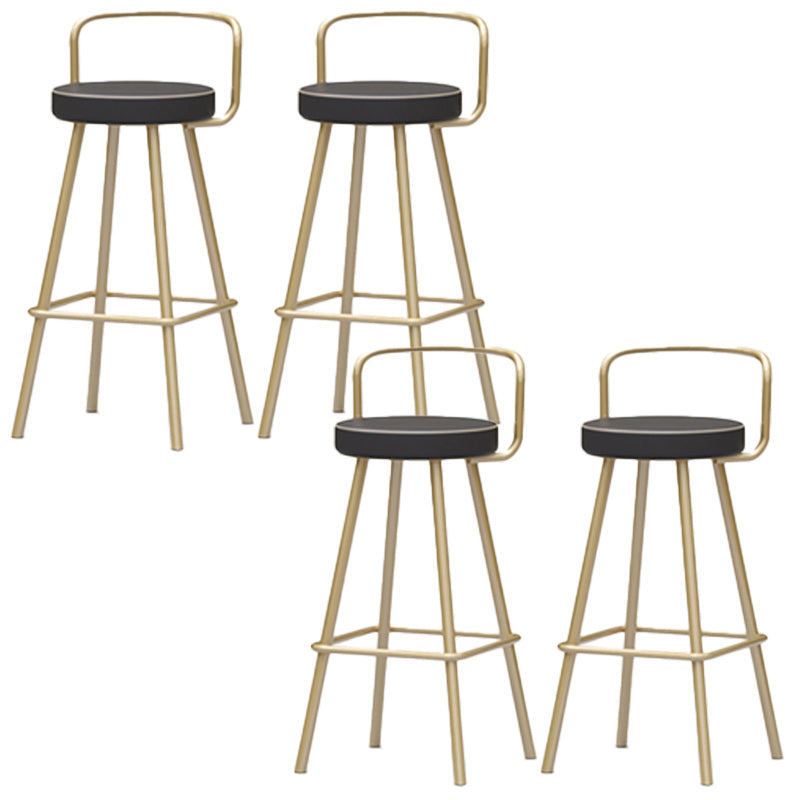 Nordic Backrest Armless Counter Stool Iron Kitchen Bar Stool with Pedal and Cushion