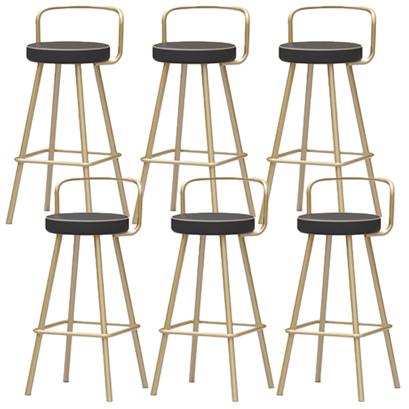 Nordic Backrest Armless Counter Stool Iron Kitchen Bar Stool with Pedal and Cushion
