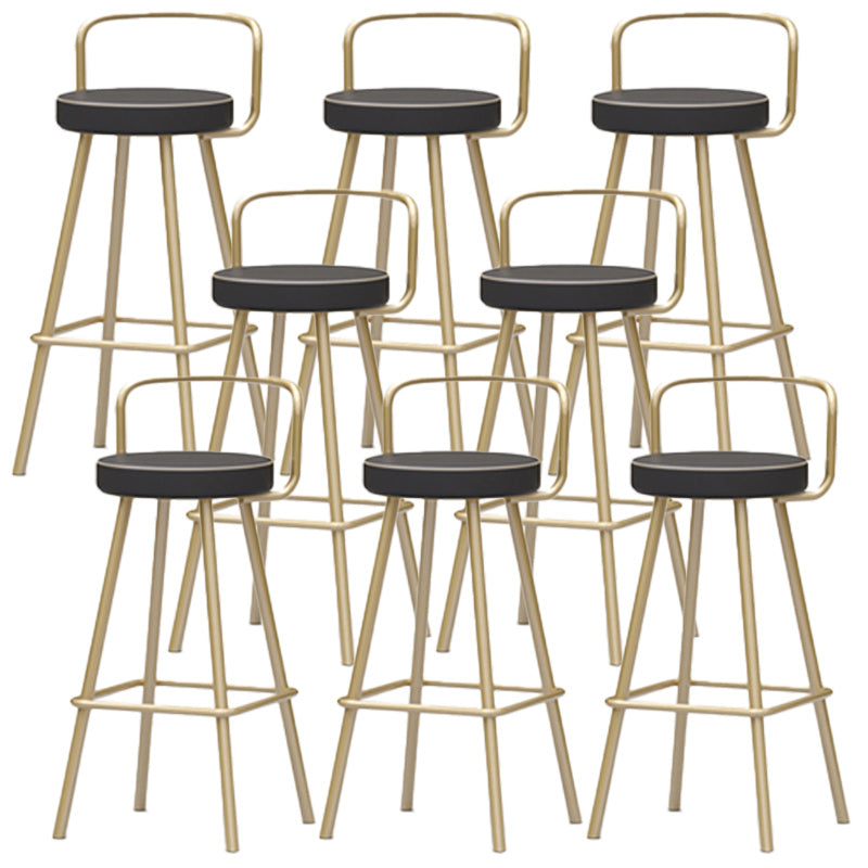 Nordic Backrest Armless Counter Stool Iron Kitchen Bar Stool with Pedal and Cushion