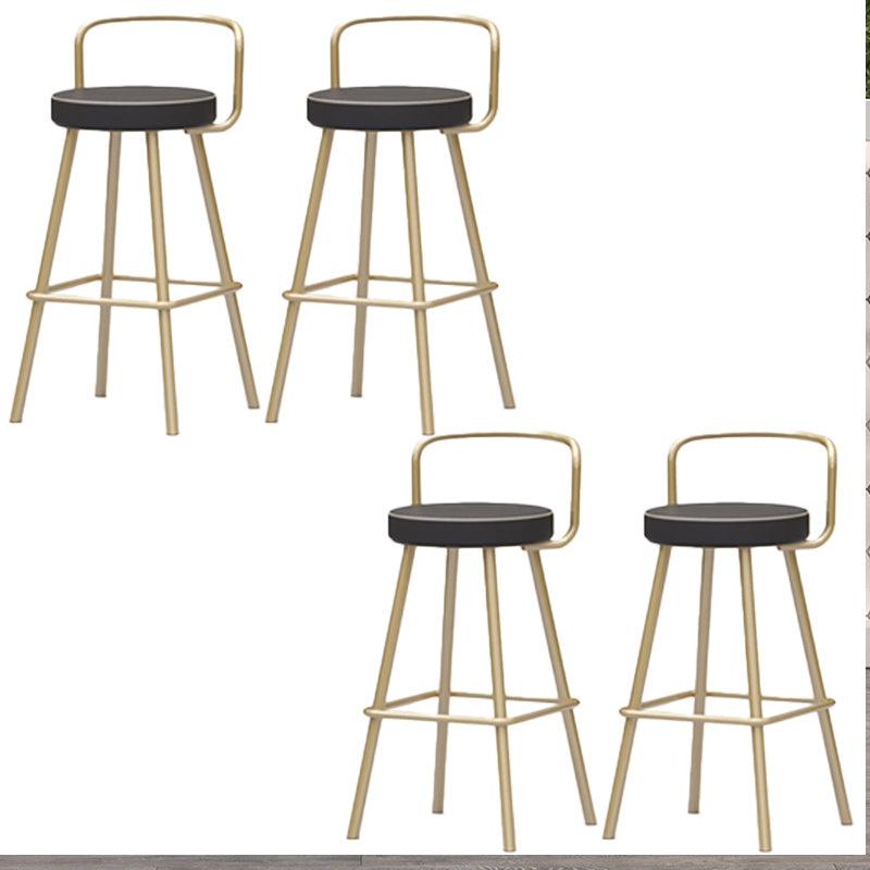 Nordic Backrest Armless Counter Stool Iron Kitchen Bar Stool with Pedal and Cushion