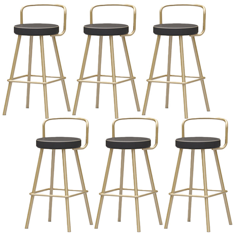 Nordic Backrest Armless Counter Stool Iron Kitchen Bar Stool with Pedal and Cushion