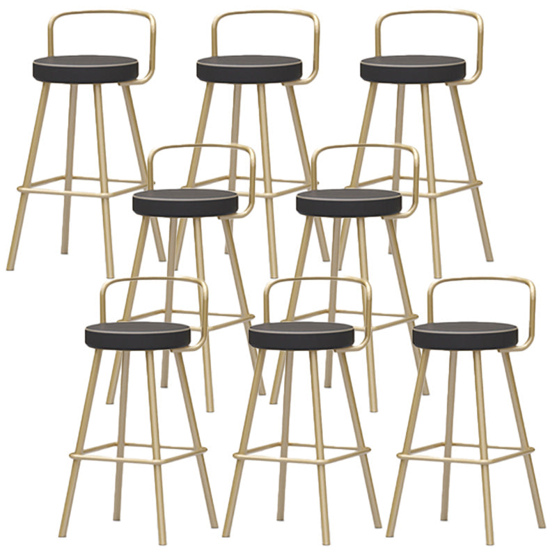 Nordic Backrest Armless Counter Stool Iron Kitchen Bar Stool with Pedal and Cushion