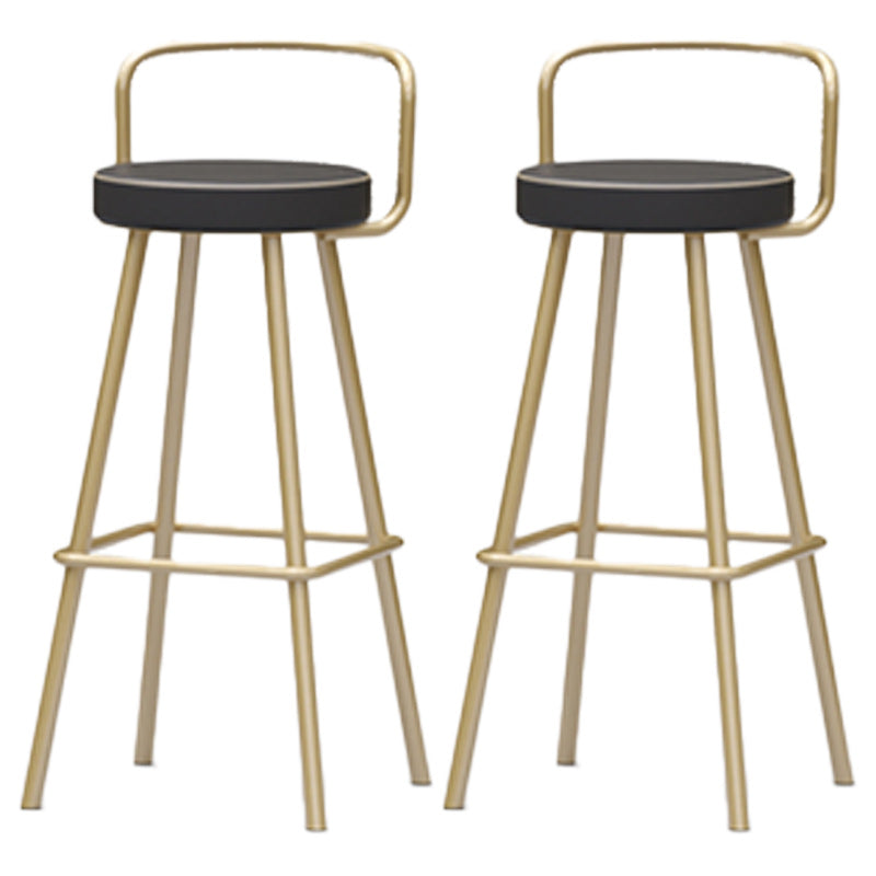 Nordic Backrest Armless Counter Stool Iron Kitchen Bar Stool with Pedal and Cushion