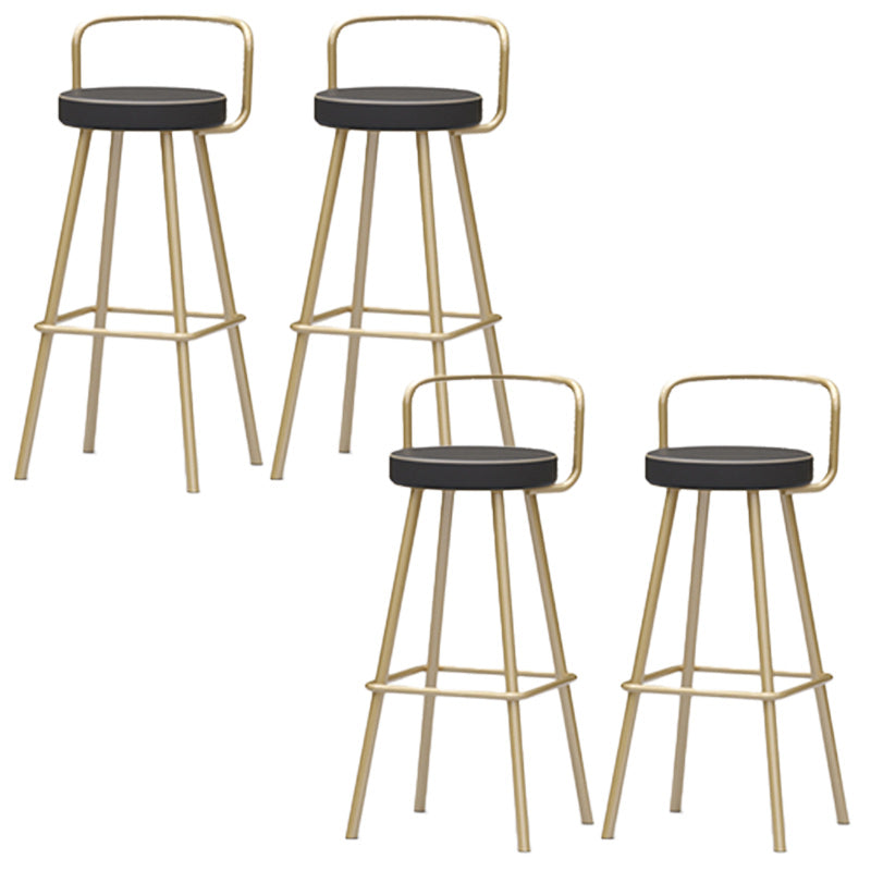 Nordic Backrest Armless Counter Stool Iron Kitchen Bar Stool with Pedal and Cushion