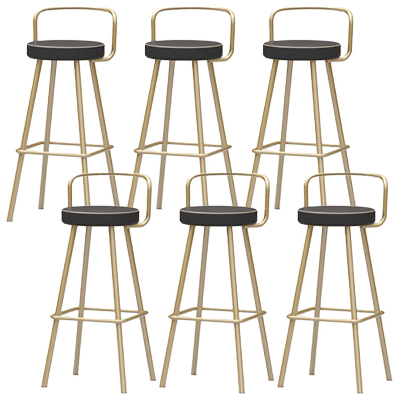 Nordic Backrest Armless Counter Stool Iron Kitchen Bar Stool with Pedal and Cushion