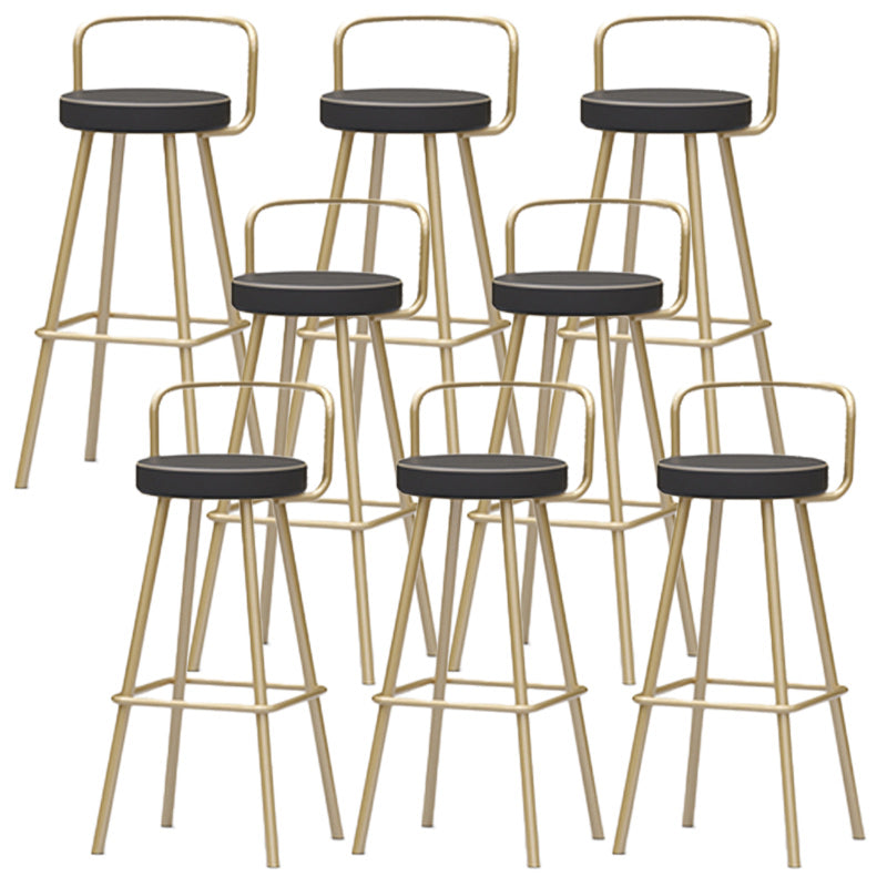 Nordic Backrest Armless Counter Stool Iron Kitchen Bar Stool with Pedal and Cushion