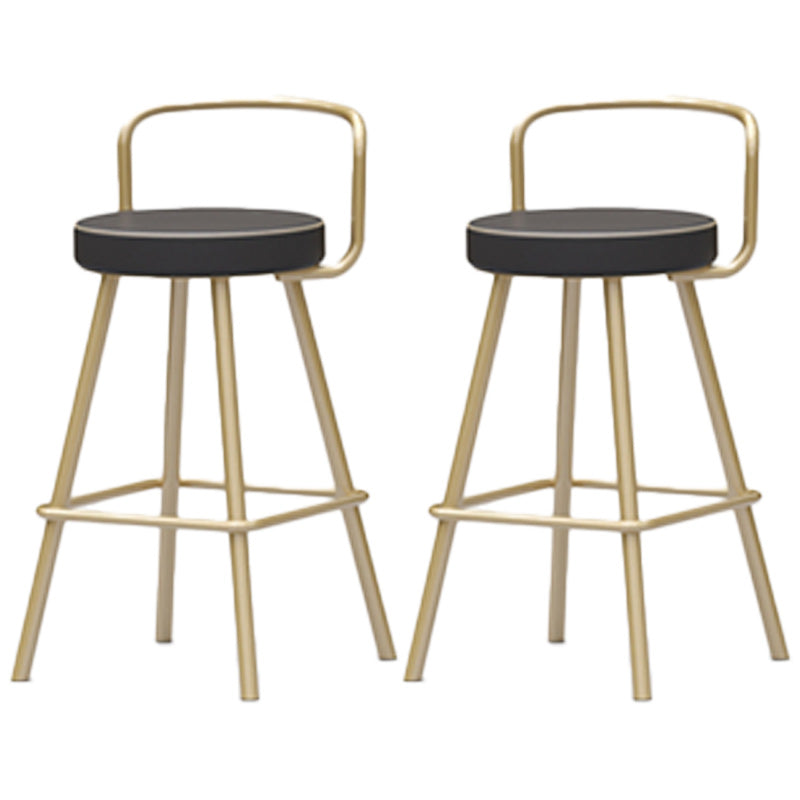 Nordic Backrest Armless Counter Stool Iron Kitchen Bar Stool with Pedal and Cushion