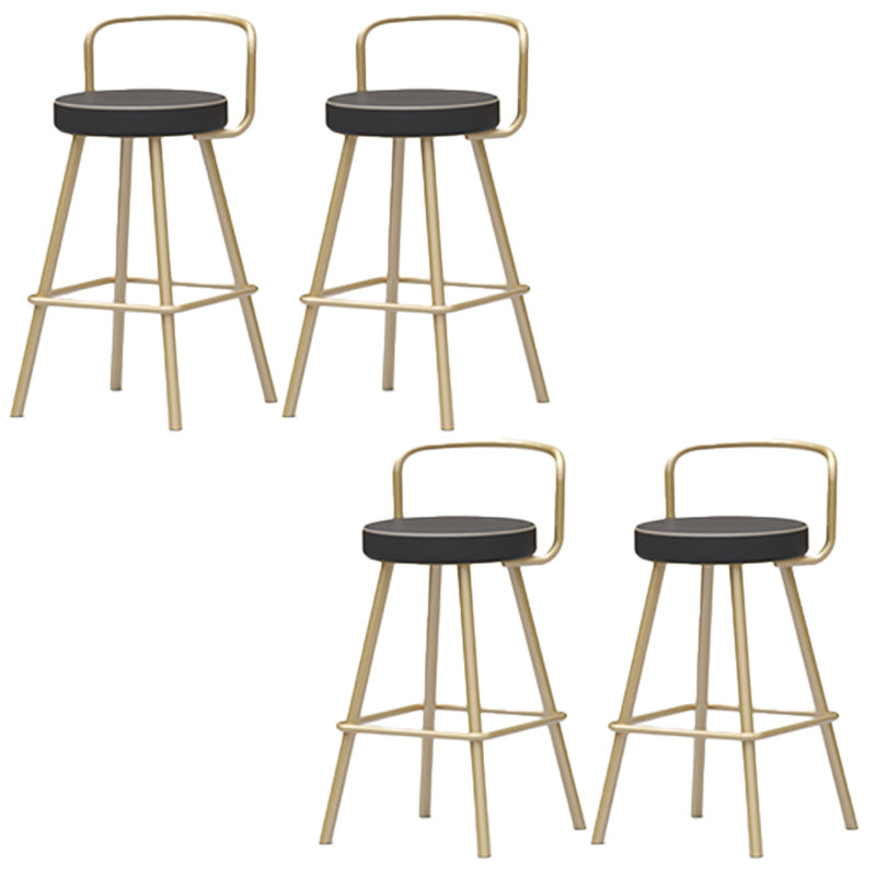 Nordic Backrest Armless Counter Stool Iron Kitchen Bar Stool with Pedal and Cushion