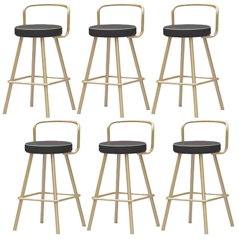 Nordic Backrest Armless Counter Stool Iron Kitchen Bar Stool with Pedal and Cushion