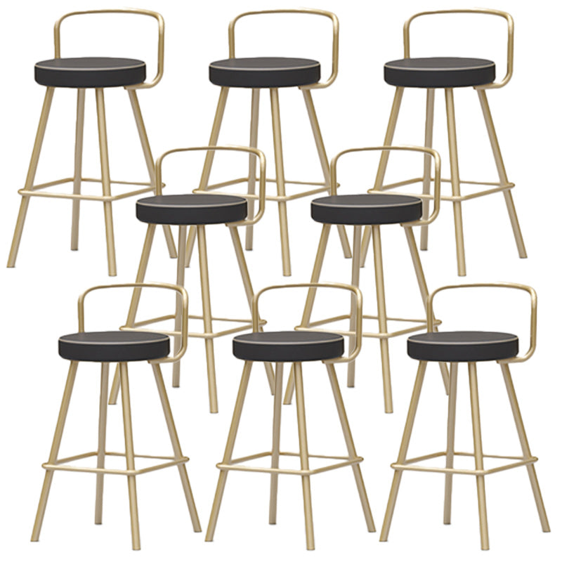 Nordic Backrest Armless Counter Stool Iron Kitchen Bar Stool with Pedal and Cushion