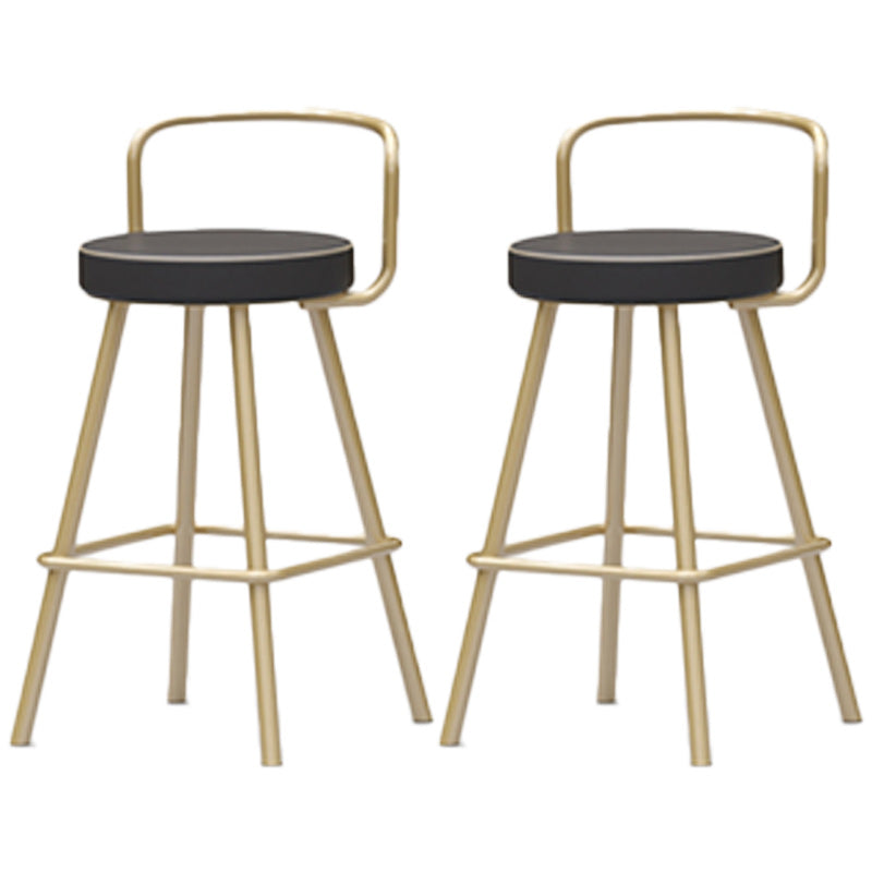 Nordic Backrest Armless Counter Stool Iron Kitchen Bar Stool with Pedal and Cushion