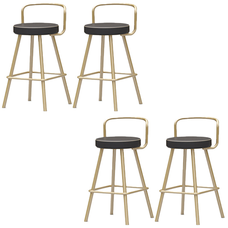 Nordic Backrest Armless Counter Stool Iron Kitchen Bar Stool with Pedal and Cushion