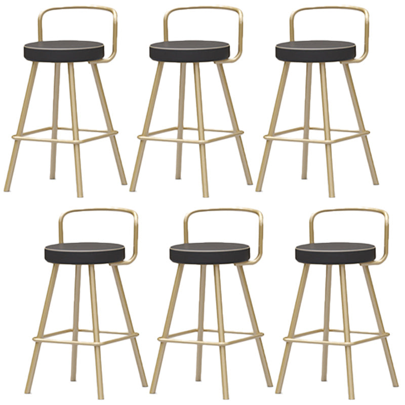 Nordic Backrest Armless Counter Stool Iron Kitchen Bar Stool with Pedal and Cushion