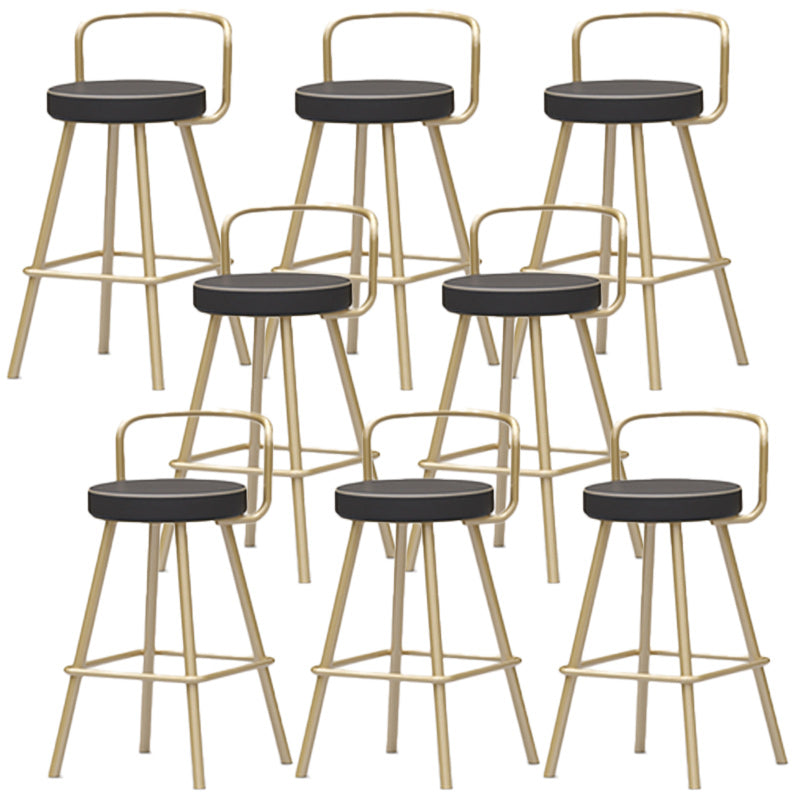 Nordic Backrest Armless Counter Stool Iron Kitchen Bar Stool with Pedal and Cushion