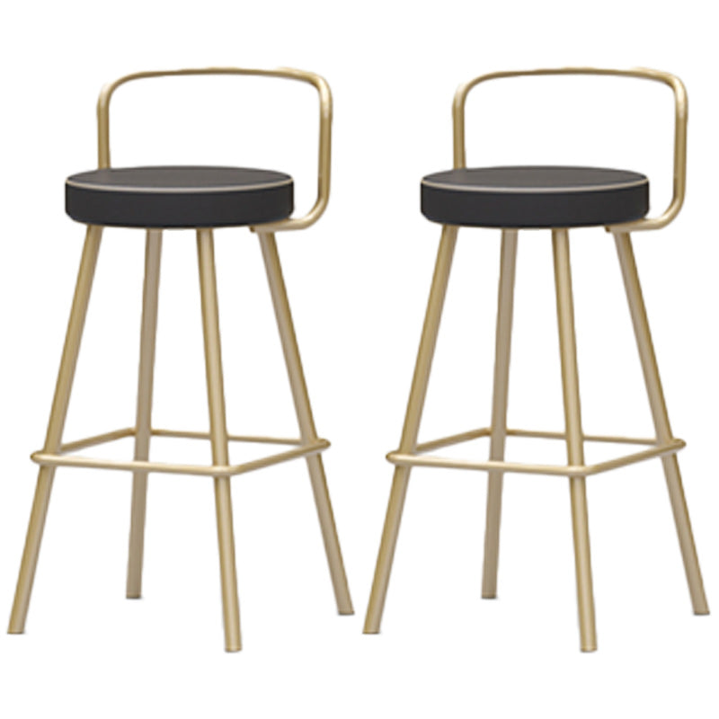 Nordic Backrest Armless Counter Stool Iron Kitchen Bar Stool with Pedal and Cushion