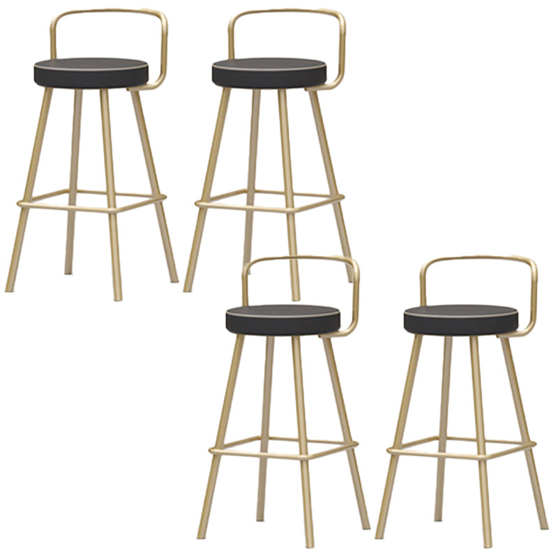 Nordic Backrest Armless Counter Stool Iron Kitchen Bar Stool with Pedal and Cushion