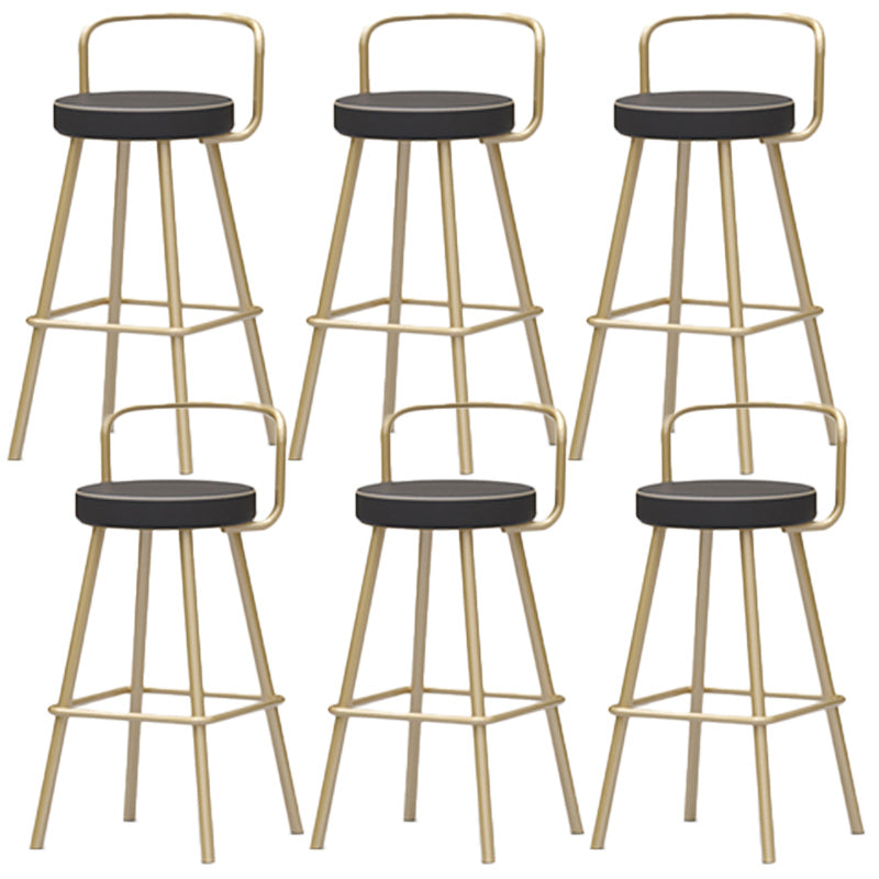 Nordic Backrest Armless Counter Stool Iron Kitchen Bar Stool with Pedal and Cushion
