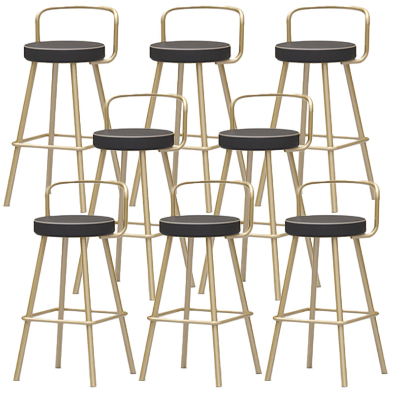 Nordic Backrest Armless Counter Stool Iron Kitchen Bar Stool with Pedal and Cushion