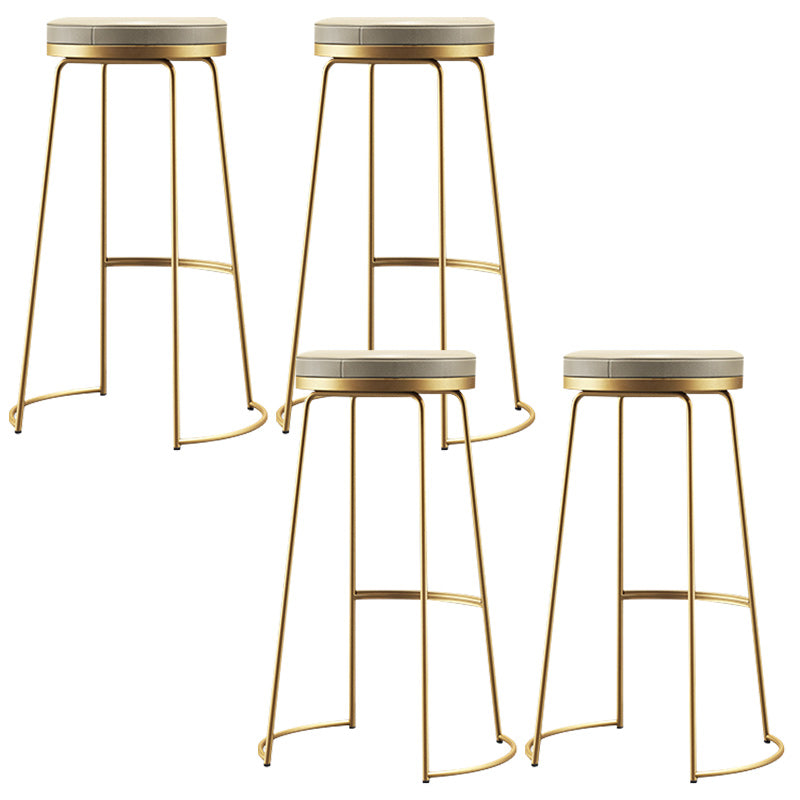 Scandinavian Round Indoor Bar Stool Faux Leather Backless Footrest Bar Stool