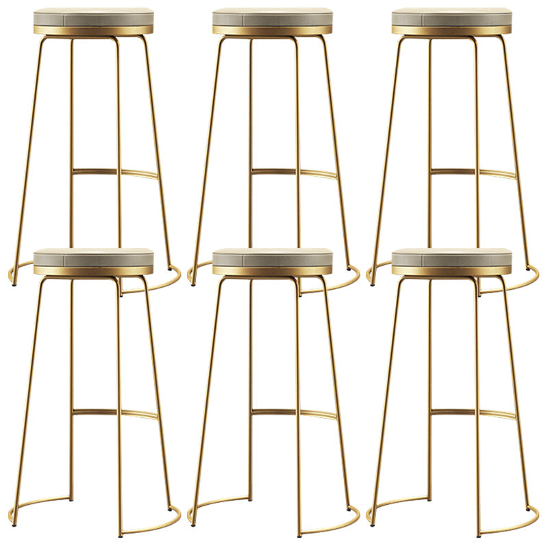 Scandinavian Round Indoor Bar Stool Faux Leather Backless Footrest Bar Stool