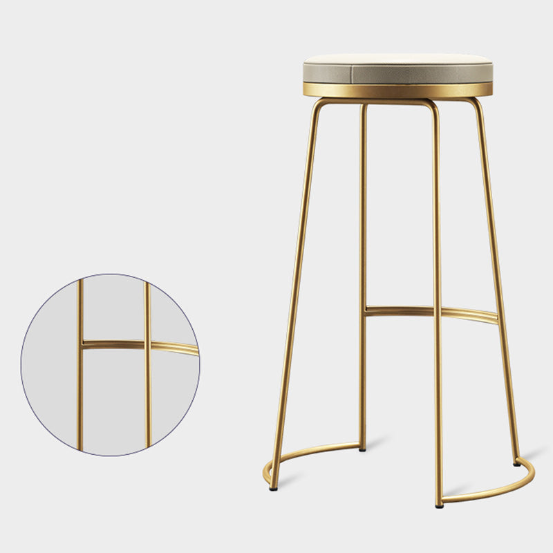 Scandinavian Round Indoor Bar Stool Faux Leather Backless Footrest Bar Stool