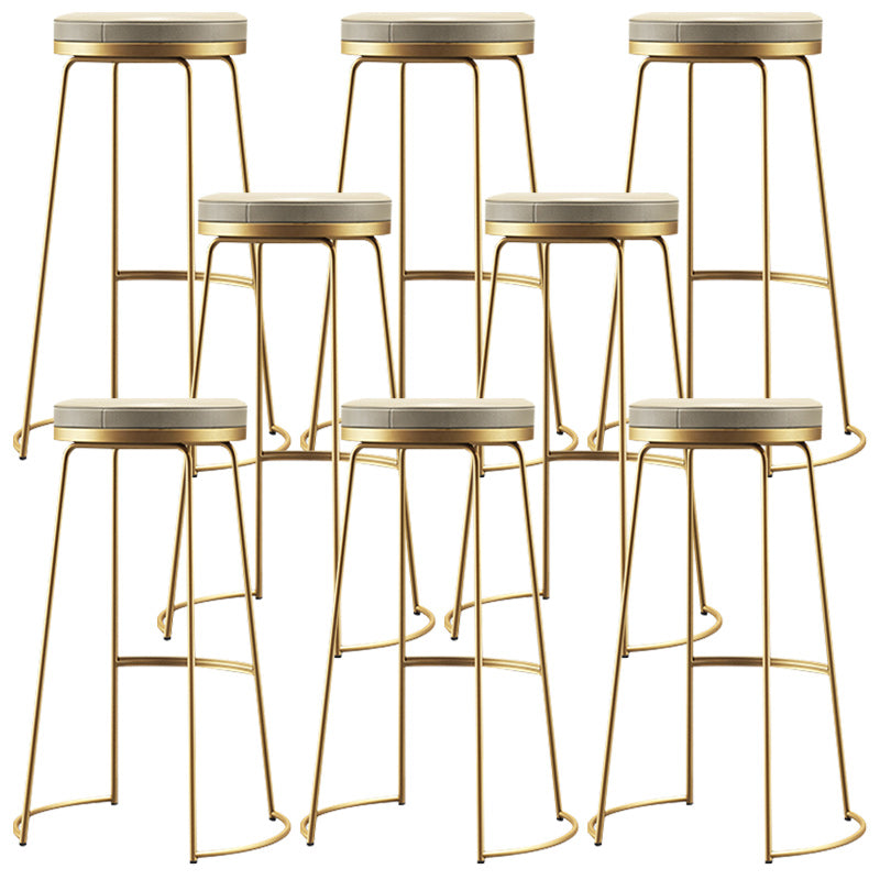 Scandinavian Round Indoor Bar Stool Faux Leather Backless Footrest Bar Stool