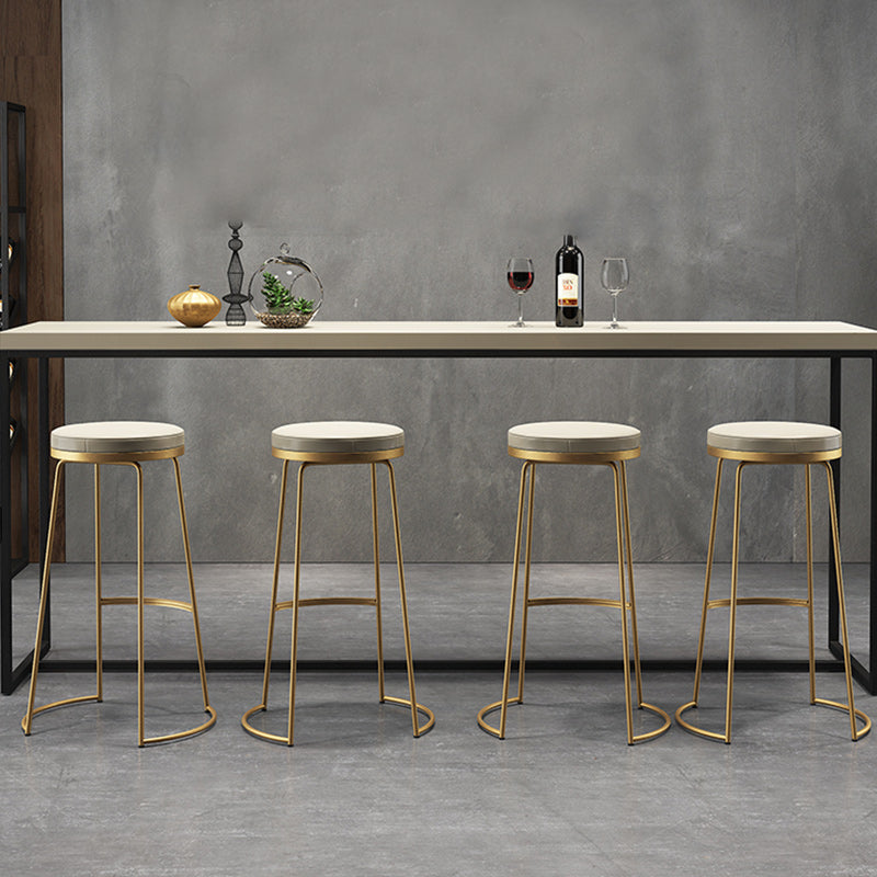 Scandinavian Round Indoor Bar Stool Faux Leather Backless Footrest Bar Stool