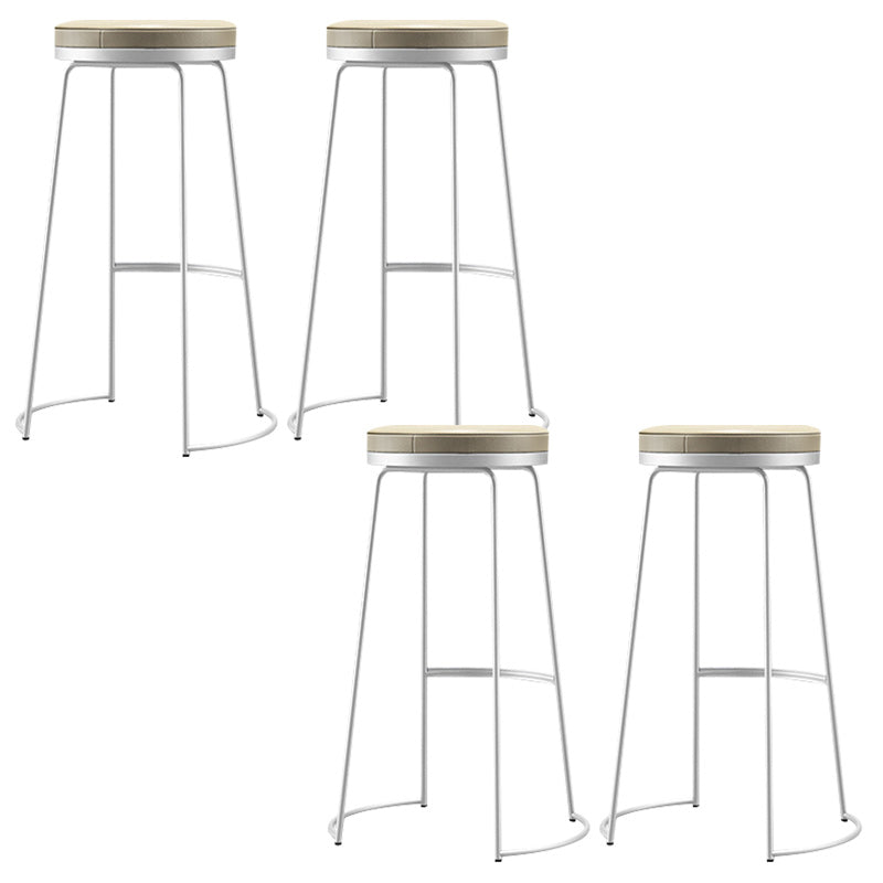 Scandinavian Round Indoor Bar Stool Faux Leather Backless Footrest Bar Stool
