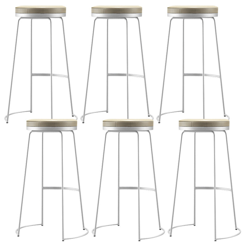 Scandinavian Round Indoor Bar Stool Faux Leather Backless Footrest Bar Stool