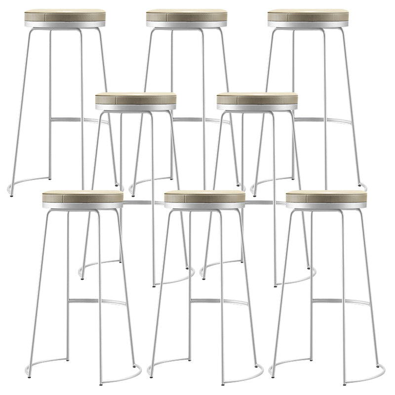 Scandinavian Round Indoor Bar Stool Faux Leather Backless Footrest Bar Stool